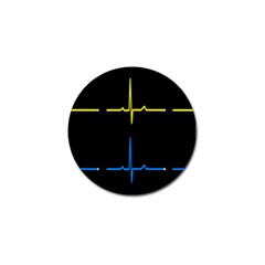 Heart Monitor Screens Pulse Trace Motion Black Blue Yellow Waves Golf Ball Marker by Mariart