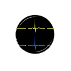 Heart Monitor Screens Pulse Trace Motion Black Blue Yellow Waves Hat Clip Ball Marker by Mariart