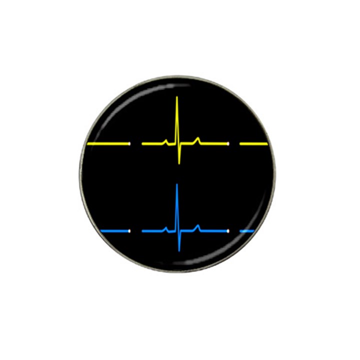 Heart Monitor Screens Pulse Trace Motion Black Blue Yellow Waves Hat Clip Ball Marker (10 pack)