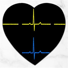 Heart Monitor Screens Pulse Trace Motion Black Blue Yellow Waves Jigsaw Puzzle (heart) by Mariart