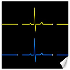 Heart Monitor Screens Pulse Trace Motion Black Blue Yellow Waves Canvas 12  X 12   by Mariart