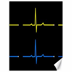 Heart Monitor Screens Pulse Trace Motion Black Blue Yellow Waves Canvas 18  X 24   by Mariart