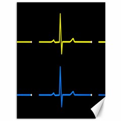 Heart Monitor Screens Pulse Trace Motion Black Blue Yellow Waves Canvas 36  X 48   by Mariart