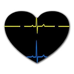 Heart Monitor Screens Pulse Trace Motion Black Blue Yellow Waves Heart Mousepads by Mariart