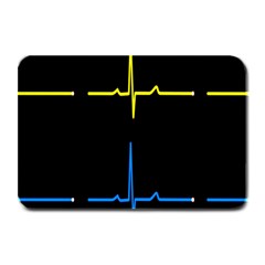 Heart Monitor Screens Pulse Trace Motion Black Blue Yellow Waves Plate Mats by Mariart