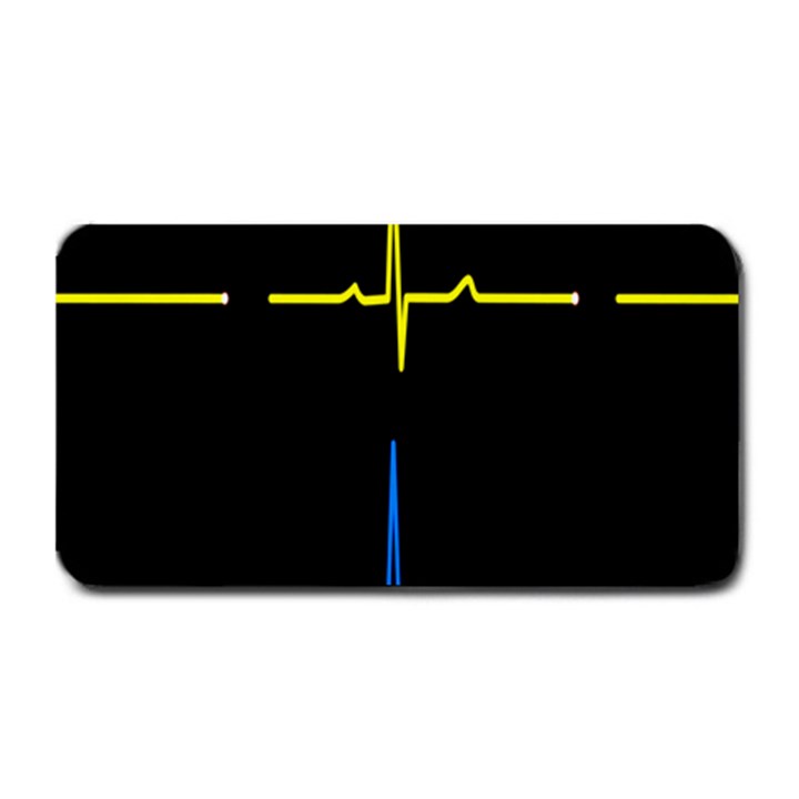 Heart Monitor Screens Pulse Trace Motion Black Blue Yellow Waves Medium Bar Mats