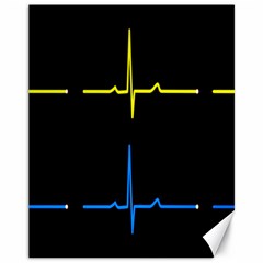 Heart Monitor Screens Pulse Trace Motion Black Blue Yellow Waves Canvas 11  X 14   by Mariart