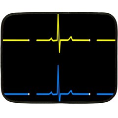 Heart Monitor Screens Pulse Trace Motion Black Blue Yellow Waves Fleece Blanket (mini) by Mariart