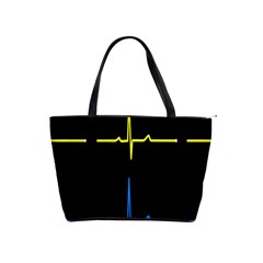 Heart Monitor Screens Pulse Trace Motion Black Blue Yellow Waves Shoulder Handbags by Mariart