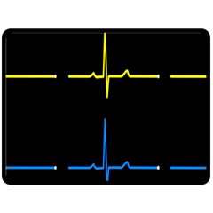 Heart Monitor Screens Pulse Trace Motion Black Blue Yellow Waves Fleece Blanket (large)  by Mariart