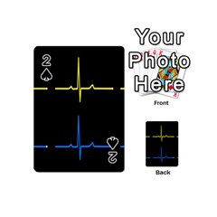 Heart Monitor Screens Pulse Trace Motion Black Blue Yellow Waves Playing Cards 54 (mini)  by Mariart