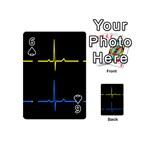 Heart Monitor Screens Pulse Trace Motion Black Blue Yellow Waves Playing Cards 54 (Mini)  Front - Spade6