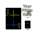 Heart Monitor Screens Pulse Trace Motion Black Blue Yellow Waves Playing Cards 54 (Mini)  Front - Spade7