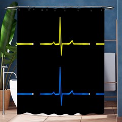 Heart Monitor Screens Pulse Trace Motion Black Blue Yellow Waves Shower Curtain 60  X 72  (medium)  by Mariart