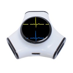 Heart Monitor Screens Pulse Trace Motion Black Blue Yellow Waves 3-port Usb Hub by Mariart