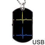 Heart Monitor Screens Pulse Trace Motion Black Blue Yellow Waves Dog Tag USB Flash (Two Sides) Back