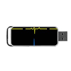 Heart Monitor Screens Pulse Trace Motion Black Blue Yellow Waves Portable Usb Flash (two Sides) by Mariart