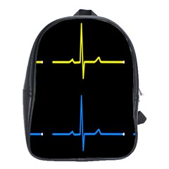 Heart Monitor Screens Pulse Trace Motion Black Blue Yellow Waves School Bags (xl)  by Mariart