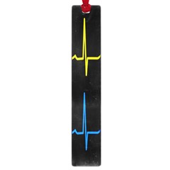 Heart Monitor Screens Pulse Trace Motion Black Blue Yellow Waves Large Book Marks by Mariart