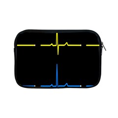 Heart Monitor Screens Pulse Trace Motion Black Blue Yellow Waves Apple Ipad Mini Zipper Cases by Mariart