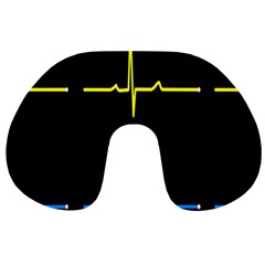 Heart Monitor Screens Pulse Trace Motion Black Blue Yellow Waves Travel Neck Pillows by Mariart