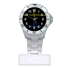 Heart Monitor Screens Pulse Trace Motion Black Blue Yellow Waves Plastic Nurses Watch by Mariart