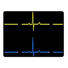 Heart Monitor Screens Pulse Trace Motion Black Blue Yellow Waves Double Sided Fleece Blanket (small)  by Mariart