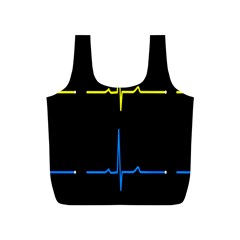 Heart Monitor Screens Pulse Trace Motion Black Blue Yellow Waves Full Print Recycle Bags (s)  by Mariart