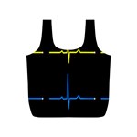 Heart Monitor Screens Pulse Trace Motion Black Blue Yellow Waves Full Print Recycle Bags (S)  Back