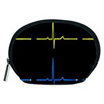 Heart Monitor Screens Pulse Trace Motion Black Blue Yellow Waves Accessory Pouches (Medium)  Front