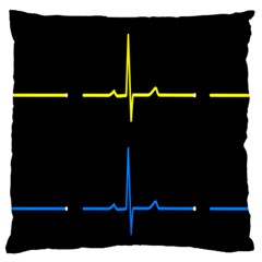 Heart Monitor Screens Pulse Trace Motion Black Blue Yellow Waves Standard Flano Cushion Case (one Side) by Mariart