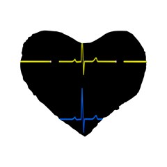 Heart Monitor Screens Pulse Trace Motion Black Blue Yellow Waves Standard 16  Premium Flano Heart Shape Cushions by Mariart