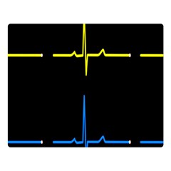 Heart Monitor Screens Pulse Trace Motion Black Blue Yellow Waves Double Sided Flano Blanket (large) 