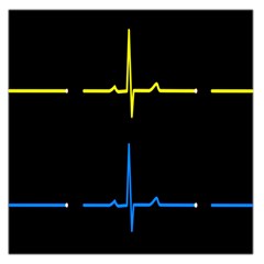 Heart Monitor Screens Pulse Trace Motion Black Blue Yellow Waves Large Satin Scarf (square) by Mariart