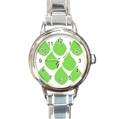 Green Water Rain Round Italian Charm Watch by Mariart