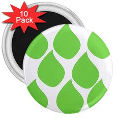 Green Water Rain 3  Magnets (10 Pack) 