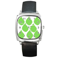 Green Water Rain Square Metal Watch by Mariart