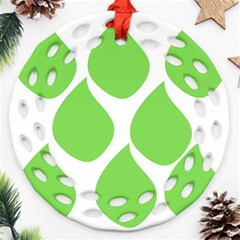 Green Water Rain Ornament (round Filigree)