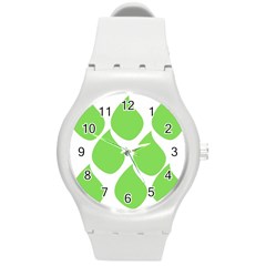 Green Water Rain Round Plastic Sport Watch (m)