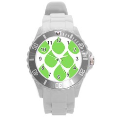 Green Water Rain Round Plastic Sport Watch (l) by Mariart