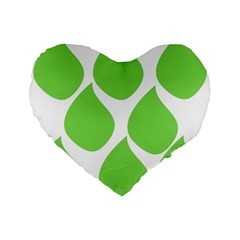 Green Water Rain Standard 16  Premium Flano Heart Shape Cushions by Mariart