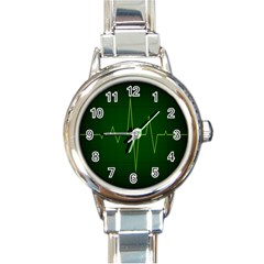 Heart Rate Green Line Light Healty Round Italian Charm Watch