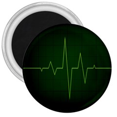 Heart Rate Green Line Light Healty 3  Magnets by Mariart