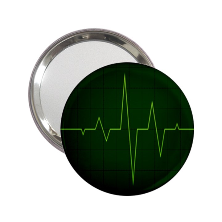 Heart Rate Green Line Light Healty 2.25  Handbag Mirrors