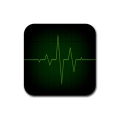 Heart Rate Green Line Light Healty Rubber Coaster (square)  by Mariart