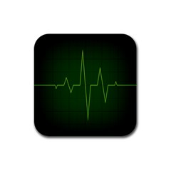 Heart Rate Green Line Light Healty Rubber Square Coaster (4 Pack)  by Mariart