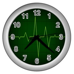 Heart Rate Green Line Light Healty Wall Clocks (silver) 