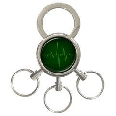 Heart Rate Green Line Light Healty 3-ring Key Chains by Mariart