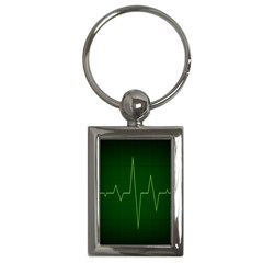 Heart Rate Green Line Light Healty Key Chains (rectangle)  by Mariart