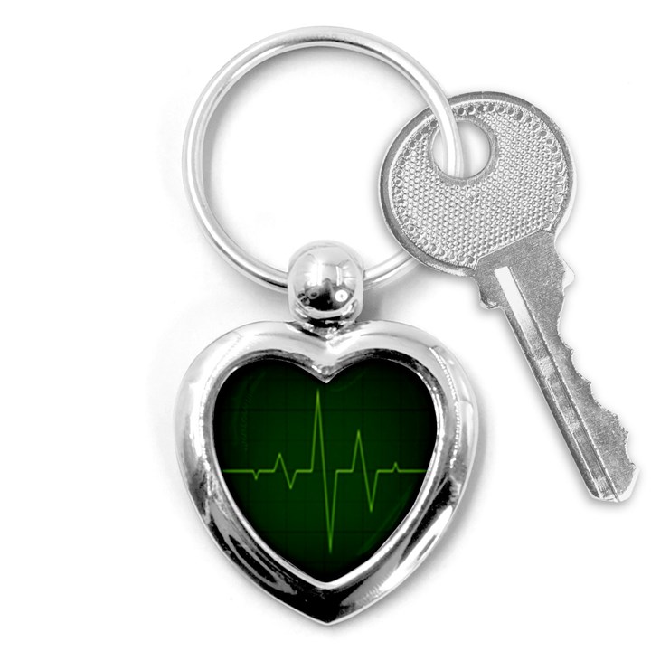 Heart Rate Green Line Light Healty Key Chains (Heart) 